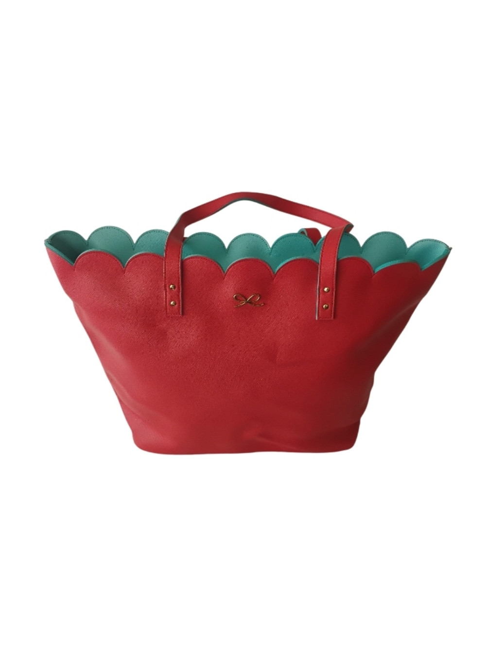 Pink Scalloped Travel Bag with Teal Interior
